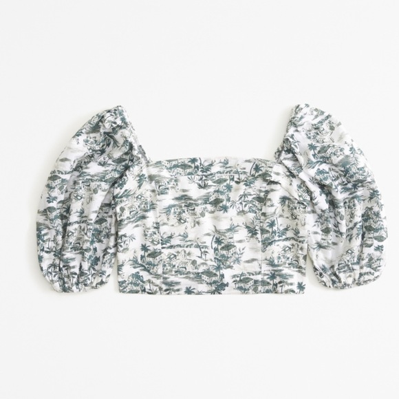 Abercrombie & Fitch linen puff sleeve top,Size M - Picture 1 of 4